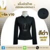 เสื้อสีดำ ผ้าฝ้าลินิน คอจิตรดา
