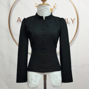 เสื้อสีดำ ผ้าฝ้าลินิน คอจิตรดา